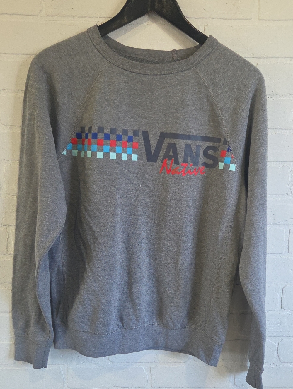 Vans Grey Crewneck with Multicolor Checker Logo